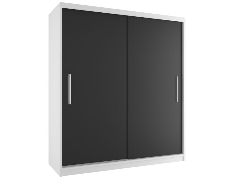 Šatní skříň 158 cm Belini bílý mat / černý mat s posuvnými dveřmi Výrobce SI SZP3/3/W/B/0/AL