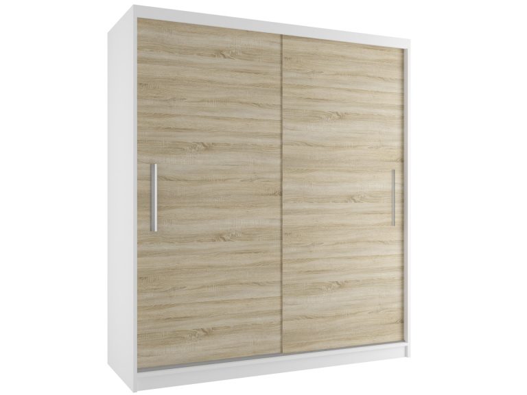 Šatní skříň 158 cm Belini bílý mat / dub sonoma s posuvnými dveřmi Výrobce SI SZP3/3/W/DS/0/AL