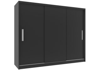 Šatní skříň 232 cm Belini černý mat s posuvnými dveřmi a zrcadlem Výrobce SI SZP4/2/1B/3B/0/AL