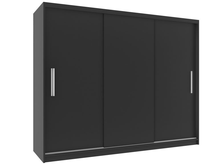 Šatní skříň 232 cm Belini černý mat s posuvnými dveřmi Výrobce SI SZP4/2/1B/3B/0/AL