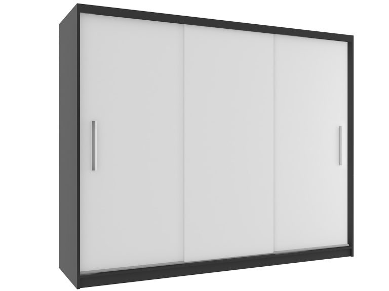 Šatní skříň 232 cm Belini černý mat / bílý mat s posuvnými dveřmi Výrobce SI SZP4/2/1B/3W/0/AL