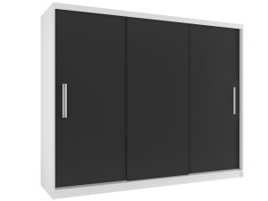 Šatní skříň 232 cm Belini bílý mat / černý mat s posuvnými dveřmi a zrcadlem Výrobce SI SZP4/2/1W/3B/0/AL
