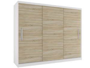Šatní skříň 232 cm Belini bílý mat / dub sonoma s posuvnými dveřmi a zrcadlem Výrobce SI SZP4/2/1W/3DS/0/AL