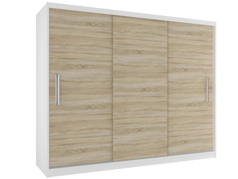 Šatní skříň 232 cm Belini bílý mat / dub sonoma s posuvnými dveřmi Výrobce SI SZP4/2/1W/3DS/0/AL