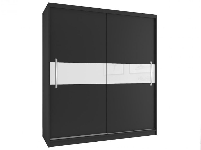 Šatní skříň 133 cm Belini černý mat / bílý mat s posuvnými dveřmi Výrobce I SZP2/2/B/B/W/UU