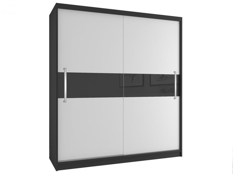 Šatní skříň 133 cm Belini černý mat / bílý mat s posuvnými dveřmi Výrobce SI SZP2/2/B/W/B/UU