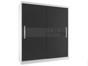 Šatní skříň 133 cm Belini bílý mat / černý mat s posuvnými dveřmi Výrobce SI SZP2/2/W/B/B/UU