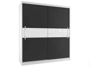 Šatní skříň 133 cm Belini bílý mat / černý mat s posuvnými dveřmi Výrobce SI SZP2/2/W/B/W/UU