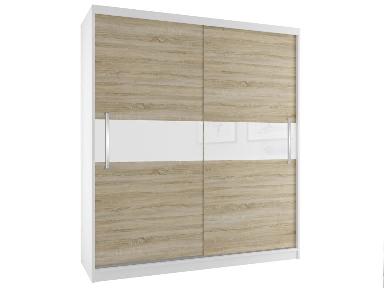 Šatní skříň 133 cm Belini bílý mat / dub sonoma s posuvnými dveřmi Výrobce SI SZP2/2/W/DS/W/UU