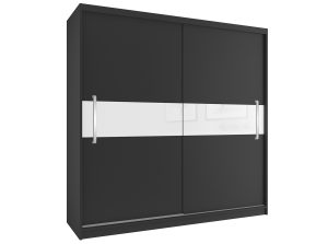 Šatní skříň 200cm Belini černý mat s posuvnými dveřmi Výrobce SI SZP1/2/B/B/W/UU