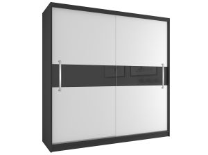 Šatní skříň 200cm Belini černý mat / bílý mat s posuvnými dveřmi Výrobce SI SZP1/2/B/W/B/UU
