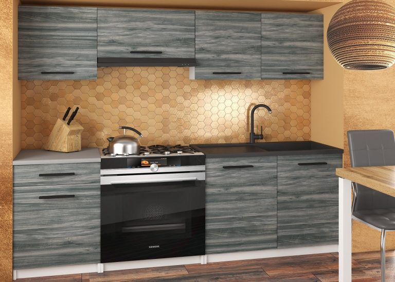 Kuchyňská linka Belini 180 cm šedý antracit Glamour Wood s pracovní deskou Superuniqa2 Výrobce TOR SUPERUNIQA2/3/WT/GW1/0/B1