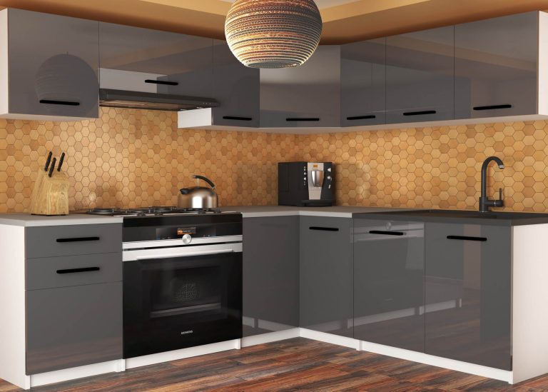 Kuchyňská linka Belini 360 cm šedý lesk s pracovní deskou Lidiauniqa2 Výrobce INF LIDIAUNIQA2/4/WT/S/0/B1
