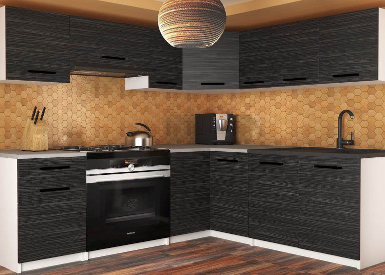 Kuchyňská linka Belini 360 cm královský eben  s pracovní deskou Lidiauniqa2 Výrobce TOR LIDIAUNIQA2/4/WT/HK/0/B1