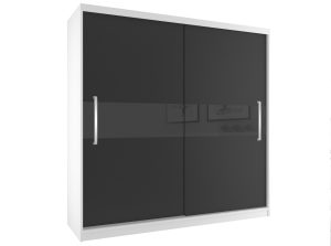 Šatní skříň 200 cm Belini bílý mat / černý mat s posuvnými dveřmi Výrobce SI SZP1/2/W/B/B/UU
