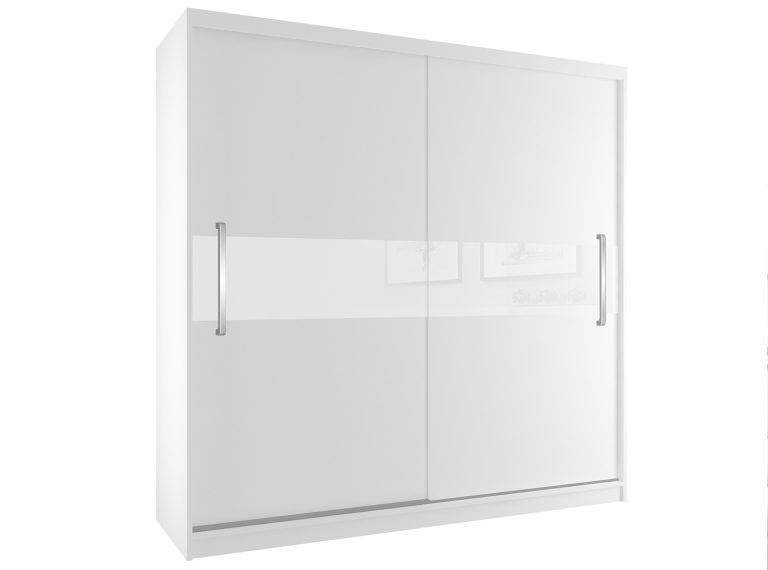 Šatní skříň 200 cm Belini bílý mat s posuvnými dveřmi Výrobce SI SZP1/2/W/W/W/UU