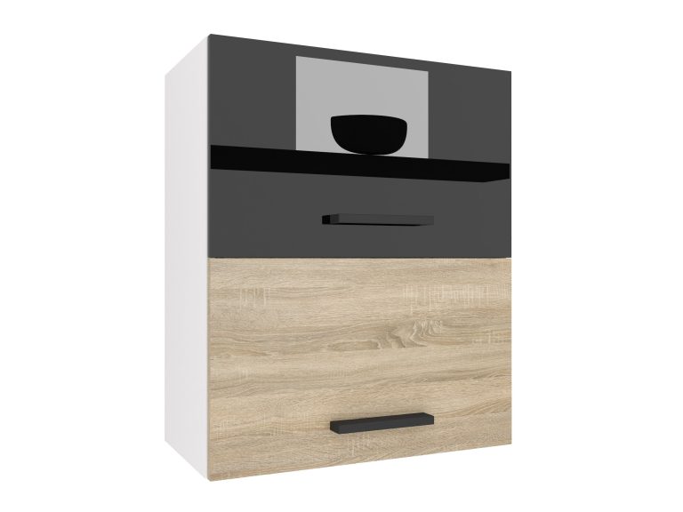Kuchyňská skříňka Belini horní 60 cm černý lesk / dub sonoma Výrobce INF SGP2-60/1/WT/BDS/0/B1
