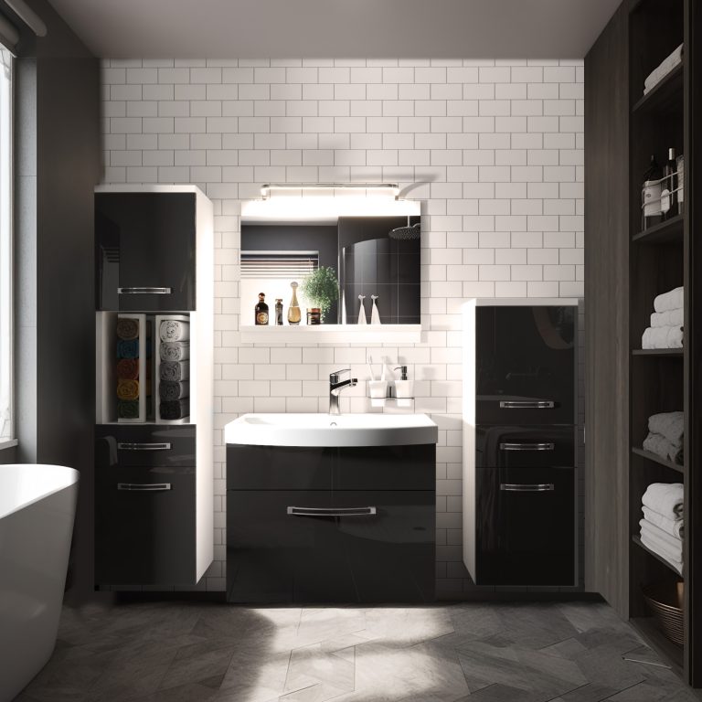 Koupelnový nábytek Belini Premium Full Version černý lesk
+ umyvadlo + zrcadlo + LED osvětlení Glamour 82 Výrobce GLA P 5/0/W/B/0/MB/PP
