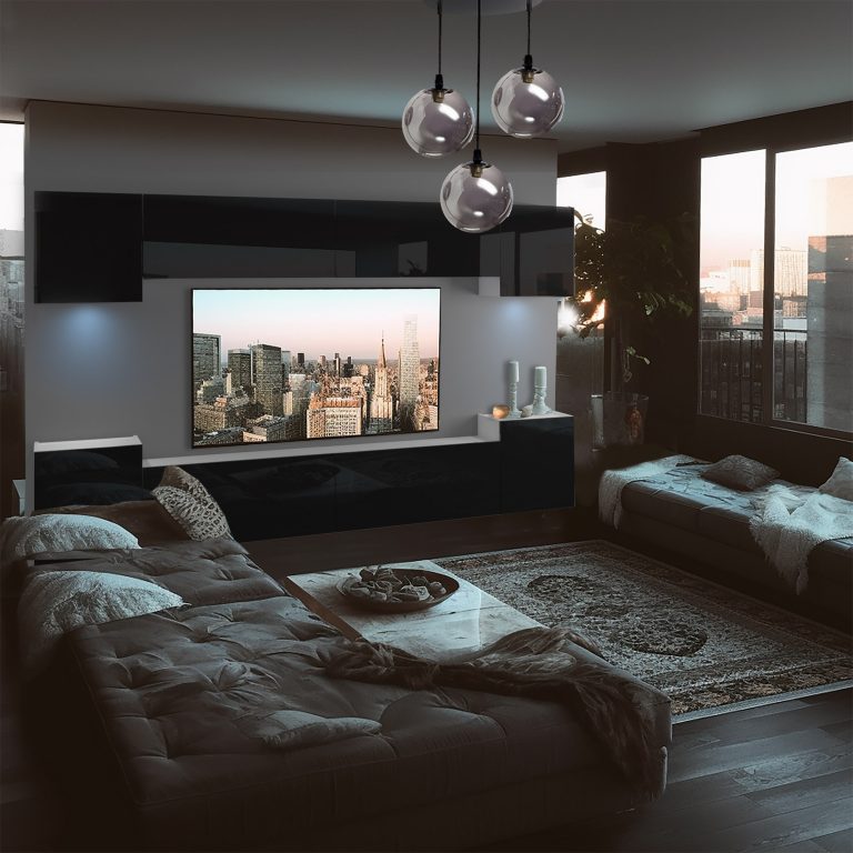Obývací stěna Belini Premium Full Version černý lesk+ LED osvětlení Nexum 65 Výrobce NEX 4/0/W/B/0/0/PP