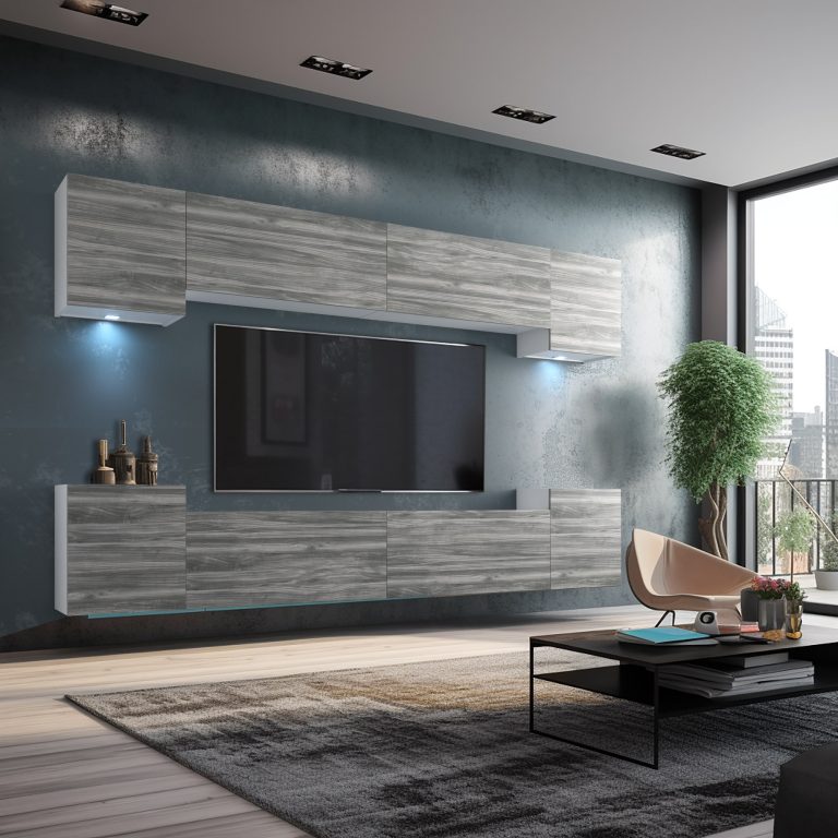 Obývací stěna Belini Premium Full Version šedý antracit Glamour Wood+ LED osvětlení Nexum 71 Výrobce NEX 4/0/W/GW1/0/0/PP
