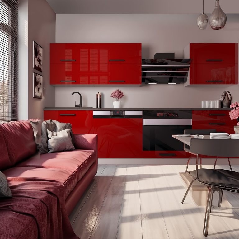 Kuchyňská linka Belini Premium Full Version 240 cm červený lesk s pracovní deskou MADISON Výrobce