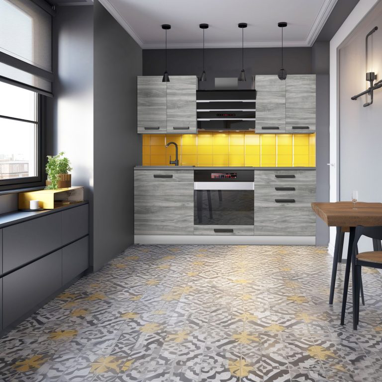 Kuchyňská linka Belini Premium Full Version 180 cm šedý antracit Glamour Wood s pracovní deskou MARY Výrobce TOR MARY/0/WT/GW/B/B1