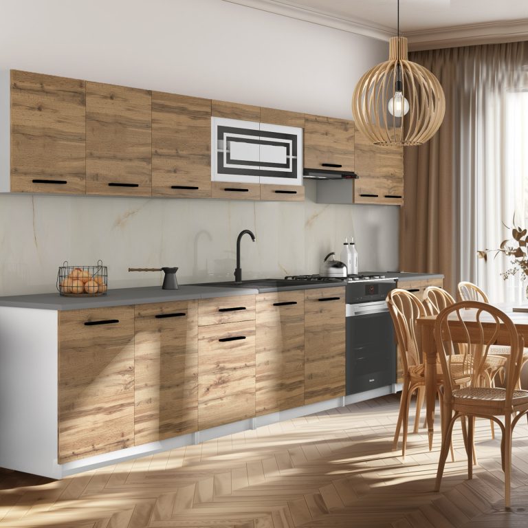 Kuchyňský nábytek 320 cm dubové dub wotan dub sonoma s pracovní deskou Výrobce TOR PRIMO320/4/WT/DW/0/B1