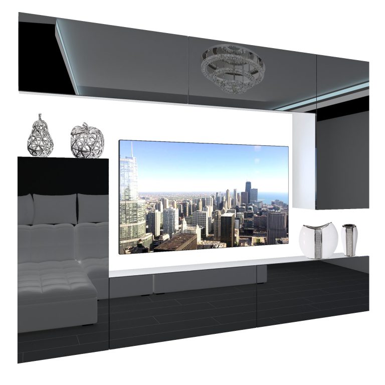 Obývací stěna Belini Premium Full Version  černý lesk + LED osvětlení Nexum 125 Výrobce NEX 8/0/W/B/0/0/PP
