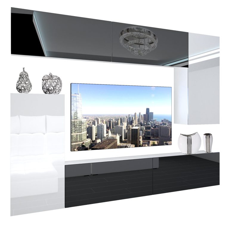 Obývací stěna Belini Premium Full Version  černý lesk / bílý lesk + LED osvětlení Nexum 115 Výrobce NEX 8/0/W/BWWB/0/0/PP

