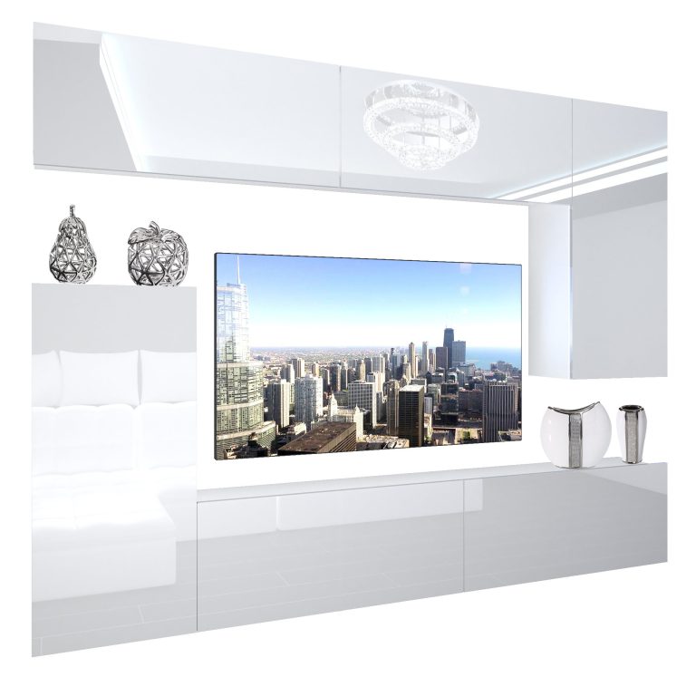 Obývací stěna Belini Premium Full Version  bílý lesk + LED osvětlení Nexum 117 Výrobce NEX 8/0/W/W/0/0/PP
