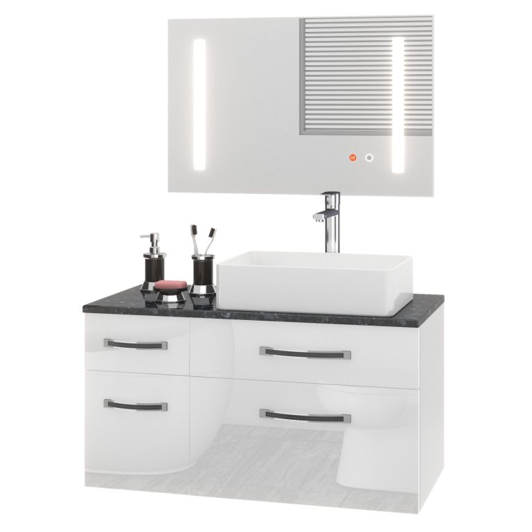 Koupelnový nábytek Belini Premium Full Version bílý lesk Euphoria Výrobce EUP P 90L/0/W/W/0/BK/MB 