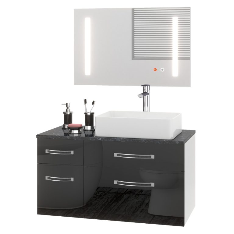 Koupelnový nábytek Belini Premium Full Version černý lesk Euphoria Výrobce EUP P 90L/0/W/B/0/BK/MB 