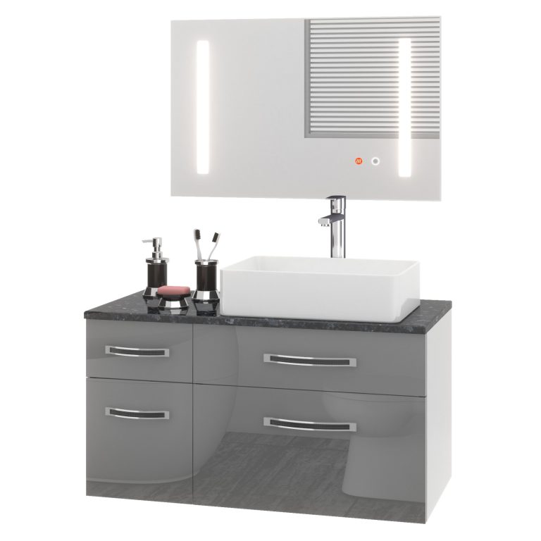 Koupelnový nábytek Belini Premium Full Version šedý lesk Euphoria Výrobce EUP P 90L/0/W/S/0/BK/MB 