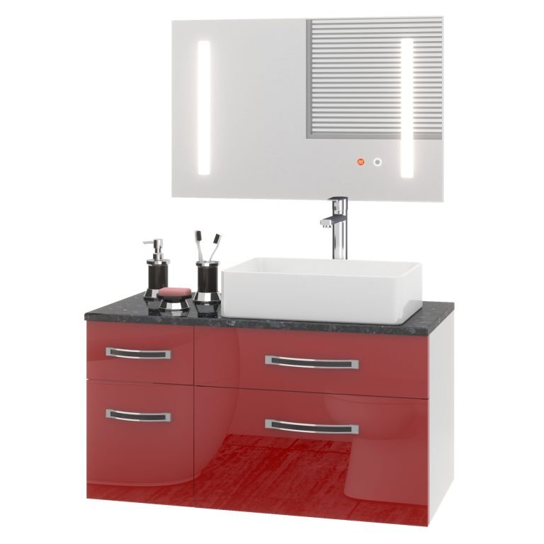 Koupelnový nábytek Belini Premium Full Version červený lesk Euphoria Výrobce EUP P 90L/0/W/R/0/BK/MB 