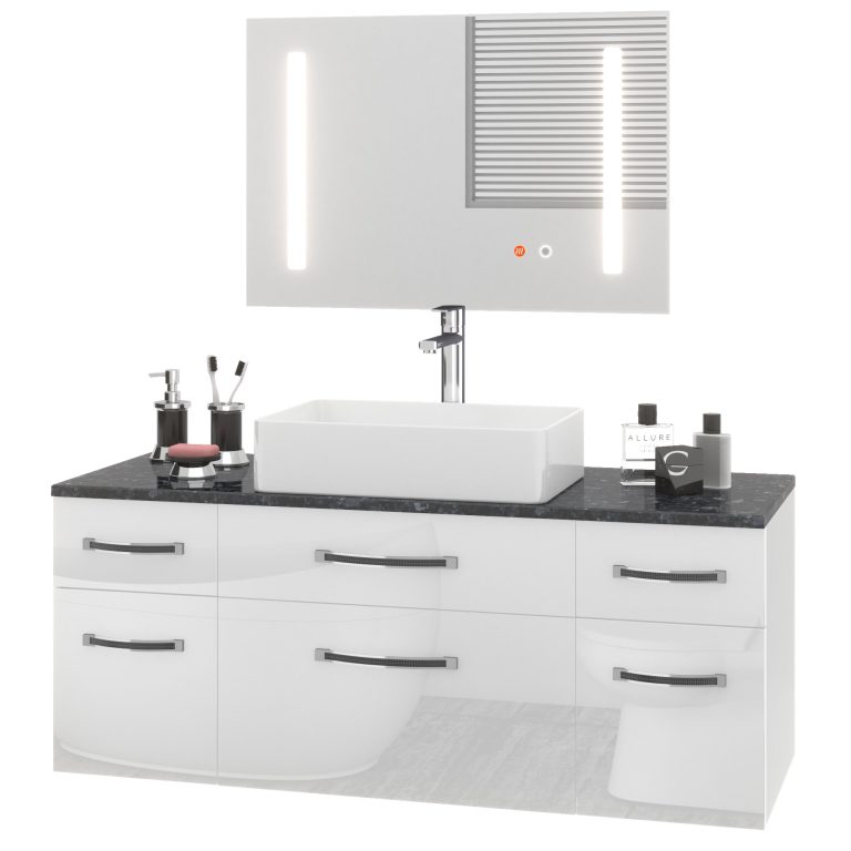Koupelnový nábytek Belini Premium Full Version bílý lesk Euphoria Výrobce EUP P 120/0/W/W/0/BK/MB 