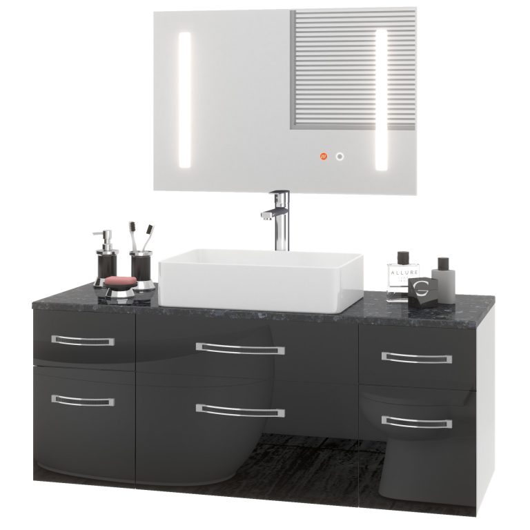 Koupelnový nábytek Belini Premium Full Version černý lesk Euphoria Výrobce EUP P 120/0/W/B/0/BK/MB  