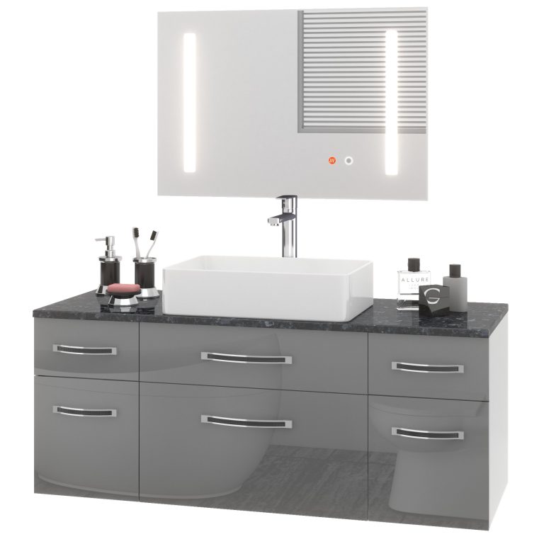 Koupelnový nábytek Belini Premium Full Version šedý lesk Euphoria Výrobce EUP P 120/0/W/S/0/BK/MB 