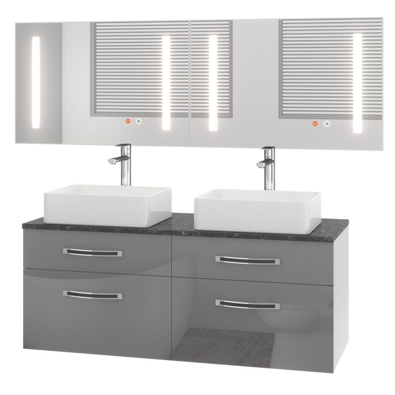 Koupelnový nábytek Belini Premium Full Version šedý lesk Euphoria Výrobce EUP P 120D/0/W/S/0/BK/MB