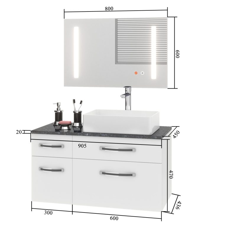 Koupelnový nábytek Belini Premium Full Version šedý lesk Euphoria Výrobce EUP P 90L/0/W/S/0/BK/MB 