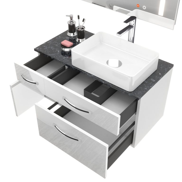 Koupelnový nábytek Belini Premium Full Version šedý lesk Euphoria Výrobce EUP P 90L/0/W/S/0/BK/MB 