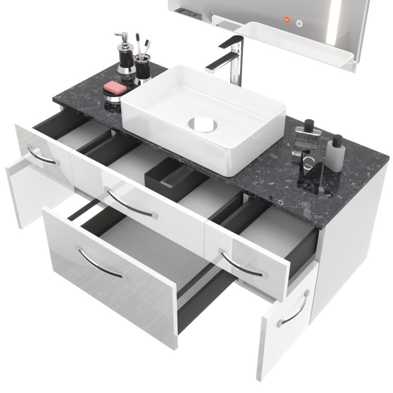 Koupelnový nábytek Belini Premium Full Version bílý lesk Euphoria Výrobce EUP P 120/0/W/W/0/BK/MB 