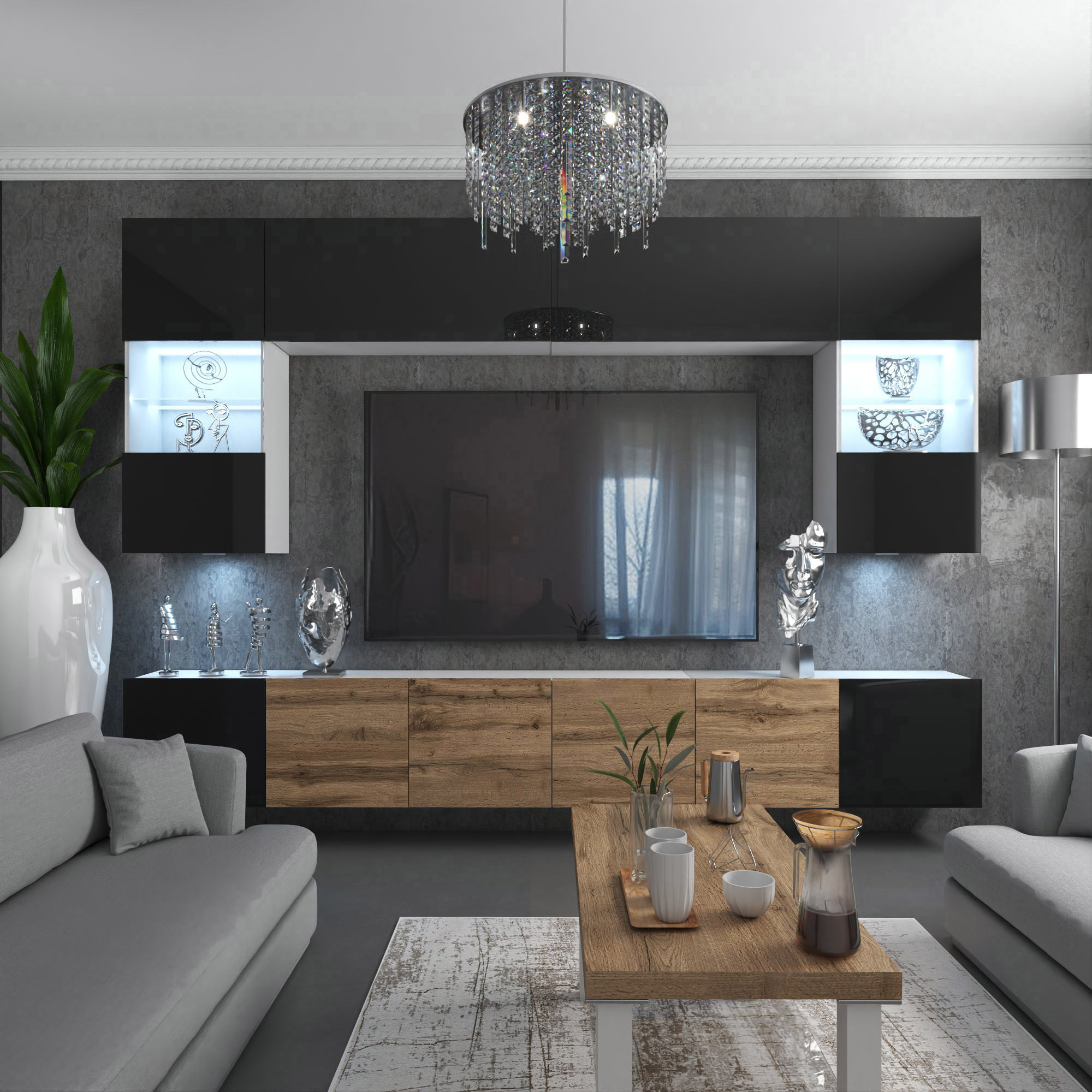 Stylový obývací pokoj s elegantní výzdobou