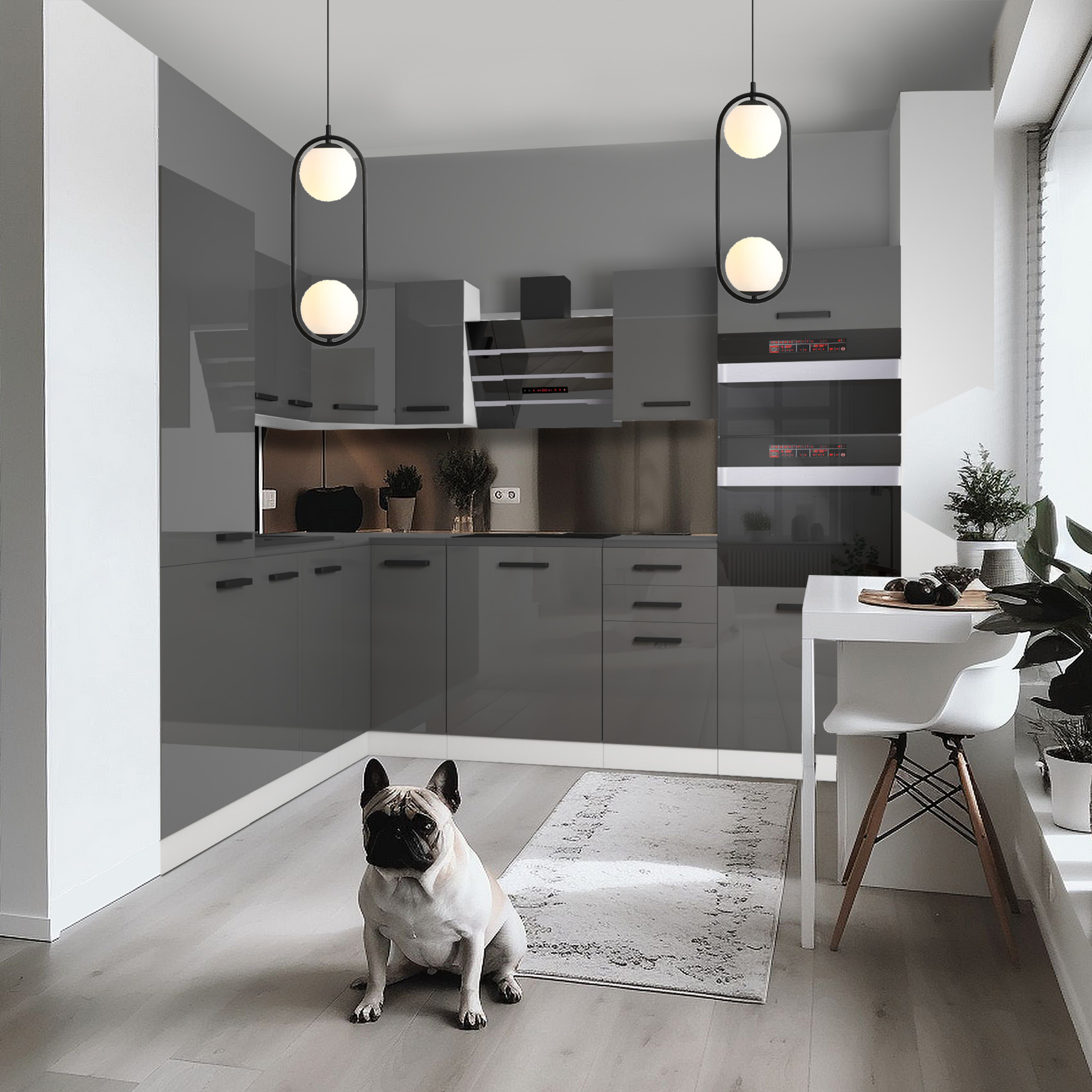 Stylová kuchyně s elegantním vybavením a světlem