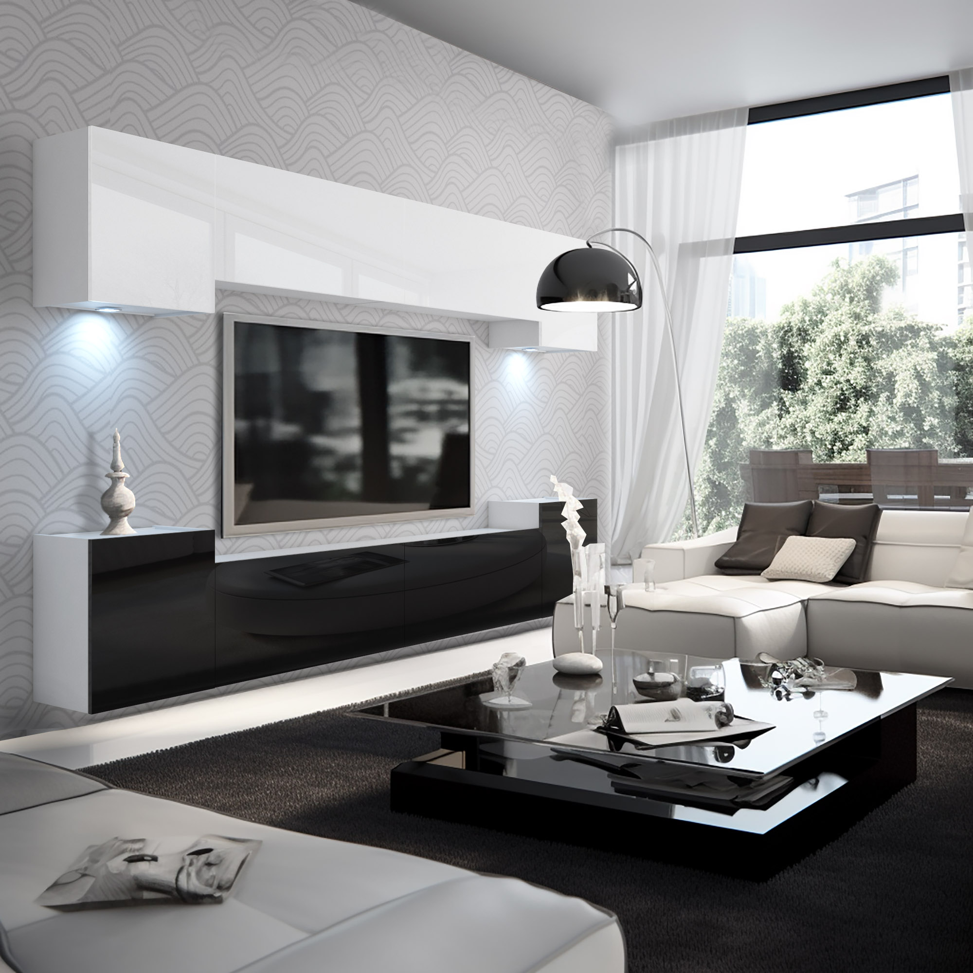 Moderní obývací pokoj s elegantním nábytkem