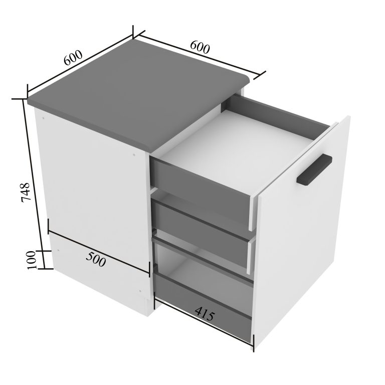 Kuchyňská skříňka dolní 60 cm šuplíky vnitřní INF SDSZW60/0/WT/W/B/B1/PP 