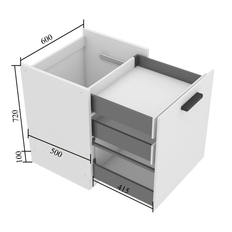 Kuchyňská skříňka dolní 60 cm šuplíky vnitřní INF SDSZW60/0/WT/W/0/B1/PP 