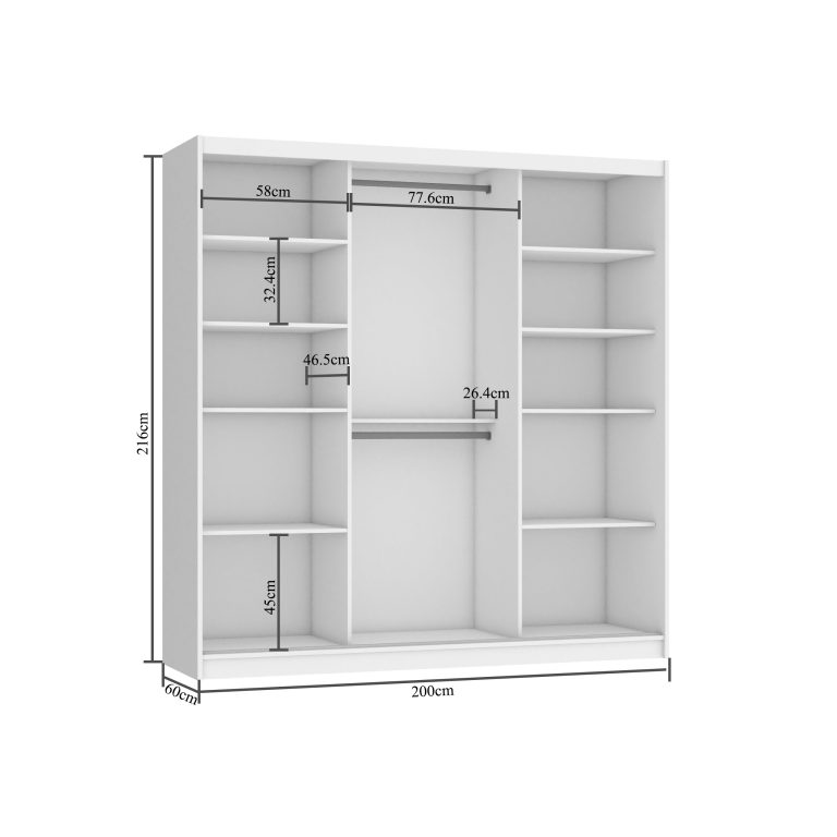 Šatní skříň s posuvnými dveřmi 200 cm PRIMO se zrcadlem šedá antracit grafit Výrobce MES PRIMO SZP1/1/W/SR/0/AL