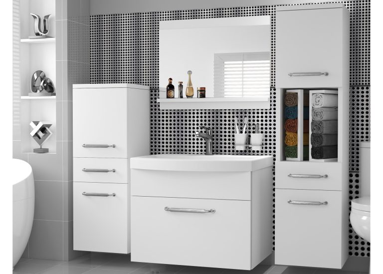 Koupelnový nábytek skříňky s umyvadlem a zrcadlem bílá matná Výrobce ROD PRIMO M 5/0/W/W/0/ZINC