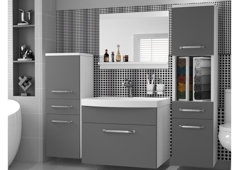 Koupelnový nábytek skříňky s umyvadlem a zrcadlem šedá antracit grafit Výrobce ROD PRIMO M 5/0/W/SR/0/ZINC