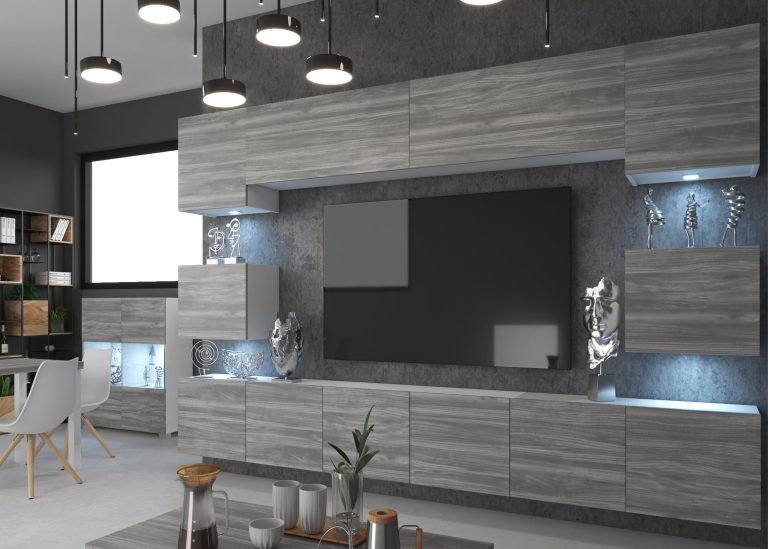 Obývací stěna 300 cm TV šedá antracit grafit Výrobce IMP PRIMO 3/5/W/GW1/0/0